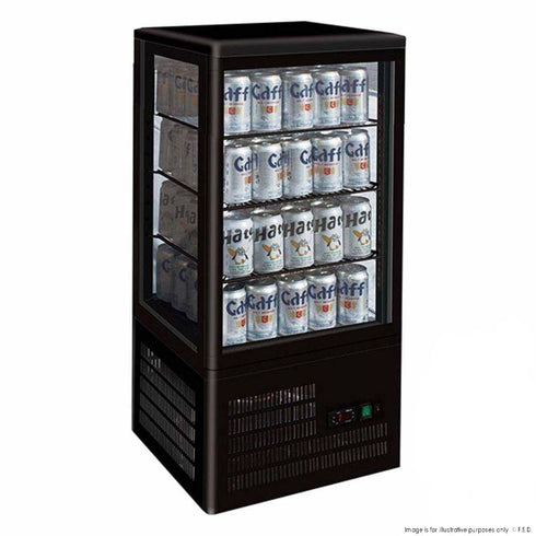 2NDs: Thermaster Four-Sided Countertop Beverage Display Fridge Black - TCBD78B-NSW2196