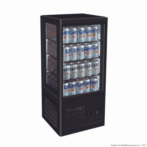 2NDs: Thermaster Four-Sided Countertop Beverage Display Fridge Black - TCBD78B-QLD297