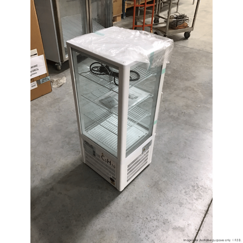 2NDs: Thermaster Four-Sided Countertop Beverage Display Fridge White - TCBD78W-SA9-Feb