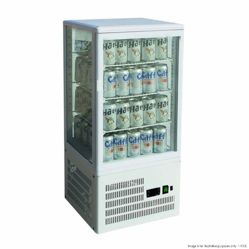 2NDs: Thermaster Four-Sided Countertop Beverage Display Fridge White - TCBD78W-SA9-Feb