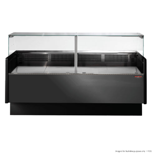 Tecnodom Serie MR80 Black 2000mm Wide Deli Display with Storage and Castors - TDMR-0820B