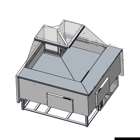 Tecnodom Series MR80 Black Corner Deli Display w/ Storage and Castors - TDMR-08I