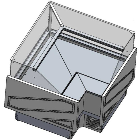 Tecnodom Series MR9.5 Black Corner Deli Display with Storage and Castors - TDMR-E
