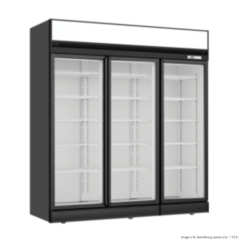 Thermaster Black Upright Three Glass Door Freezer - LG-1563DF