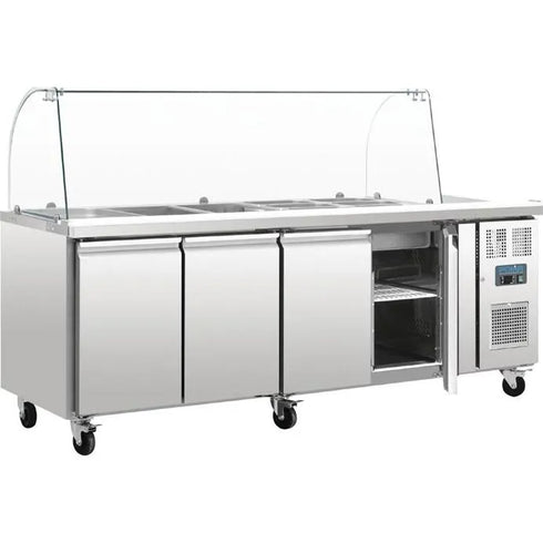 Polar U-Series Four Door Refrigerated Gastronorm Saladette Counter CT395-A