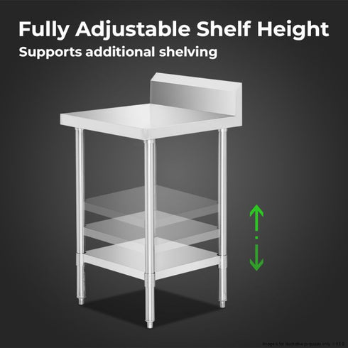 FED Stainless Steel Workbench Infill with Splashback - WBB7-0300/A