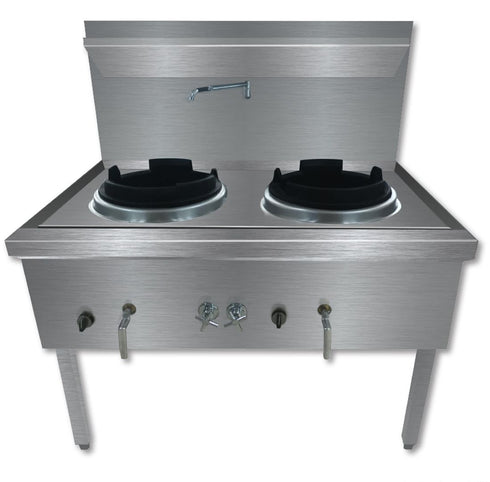 Gasmax Stainless Steel Waterless Nature Gas Double Wok - WW-2N
