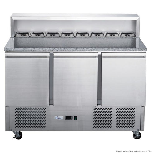 2NDs: FED-X Three Door Salad Prep Fridge with Marble Top - XGNS1300E-NSW2084
