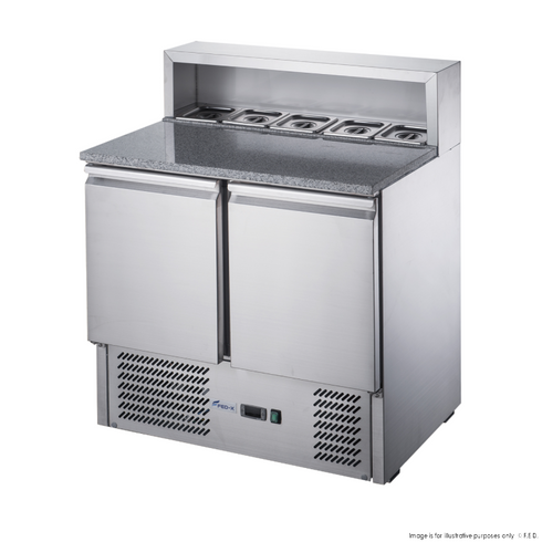 FED-X Two Door Salad Prep Fridge with Marble Top - XGNS900E