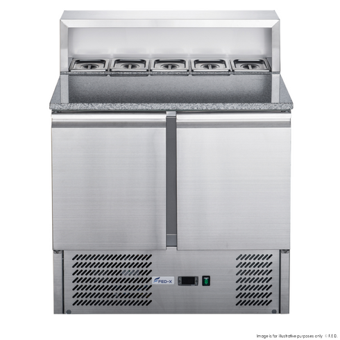 FED-X Two Door Salad Prep Fridge with Marble Top - XGNS900E