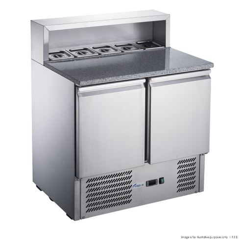 FED-X Two Door Salad Prep Fridge with Marble Top - XGNS900E