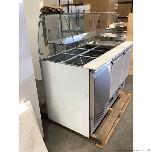 2NDs: FED-X Three Door Salad Prep Fridge with Glass Top - XS903GC-QLD374