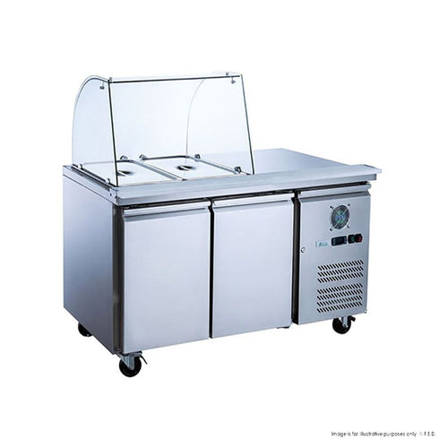 2NDs: Thermaster Two Door Salad Prep Fridge with Curve Glass Top - XTHP2100SALGC-NSW1992