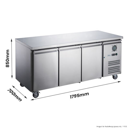 FED-X S/S Three Door Bench Fridge - XUB7C18S3V