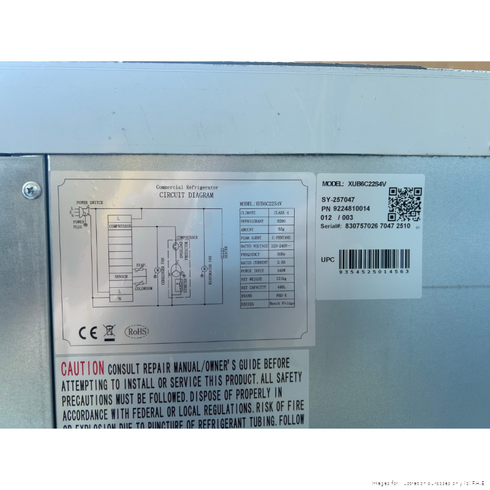 Ex-Showroom: FED-X S/S Four Door Bench Fridge - XUB6C22S4V-QLD120