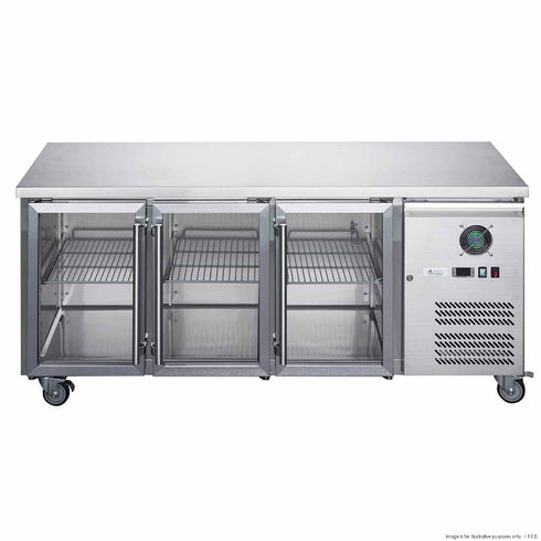 FED-X Three Glass Door Bench Fridge - XUB6C18G3V