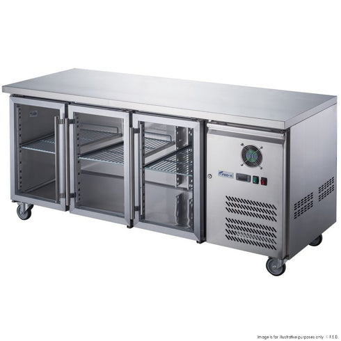 FED-X Three Glass Door Bench Fridge - XUB7C18G3V