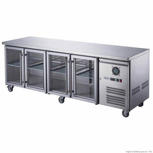 FED-X Four Glass Door Bench Fridge - XUB7C22G4V