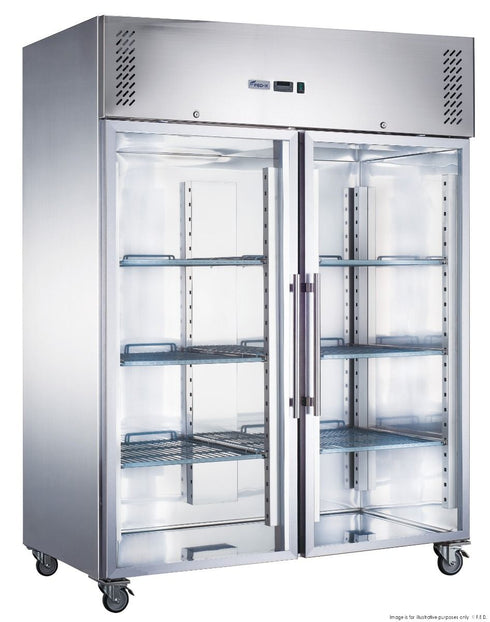 FED-X S/S Two Full Glass Door Upright Fridge - XURC1200G2V