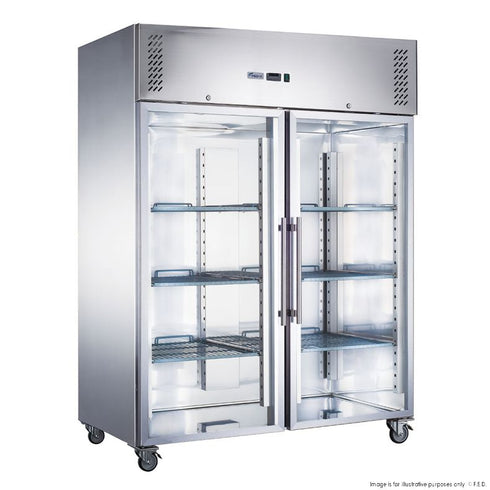 FED-X S/S Two Full Glass Door Upright Freezer - XURF1410G2V