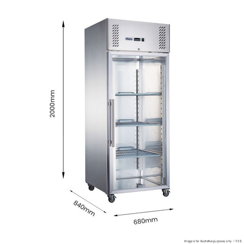 FED-X S/S Full Glass Single Door Upright Freezer - XURF600G1V