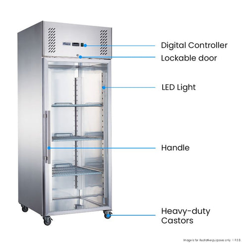 FED-X S/S Full Glass Door Upright Fridge - XURC600G1V