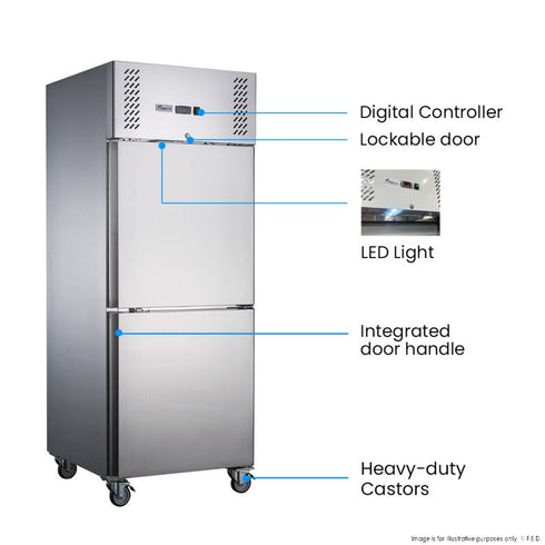 FED-X S/S Two Door Upright Fridge - XURC600S1V