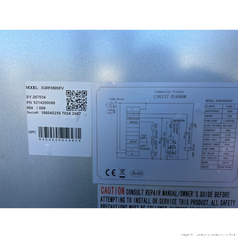 Ex-Showroom: FED-X S/S Single Door Upright Freezer - XURF650SFV-QLD125