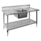 FED Single Centre Sink Bench & Pot Undershelf - SSB6-1500C/A