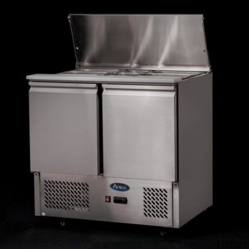 Atosa 2 Door Saladette Prep Refrigerator Sliding Lid 300L - ESL3800