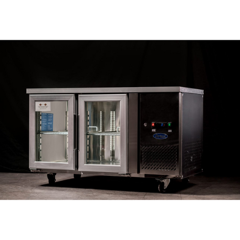 Atosa Stainless Steel 2 Glass Doors Bench Fridge - EPF3721