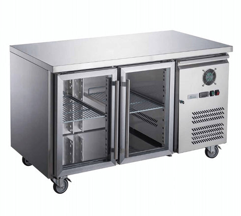 FED-X Two Glass Door Bench Fridge - XUB7C13G2V