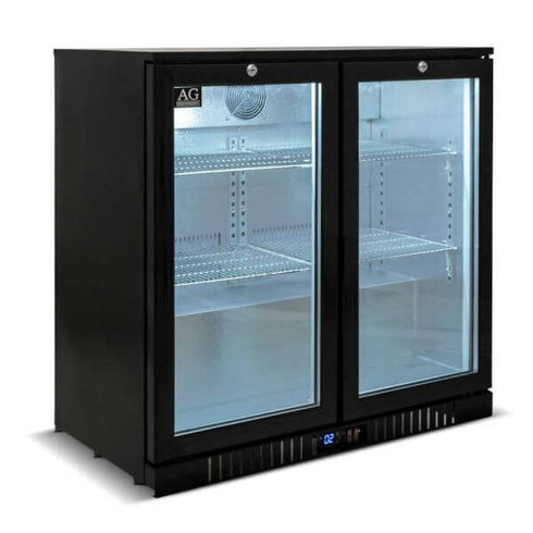 AG Twin Door Bar Fridge - Black Body & Doors - BEER2