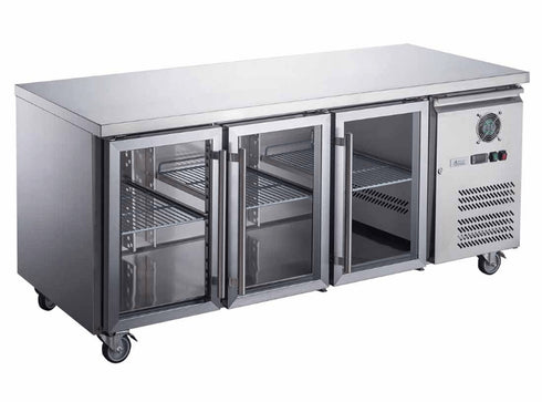 FED-X Three Glass Door Bench Fridge - XUB7C18G3V
