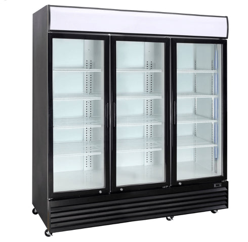 Crusader 3 Glass Door Display Fridge 1500Ltr (Black) - CCE1630BLK