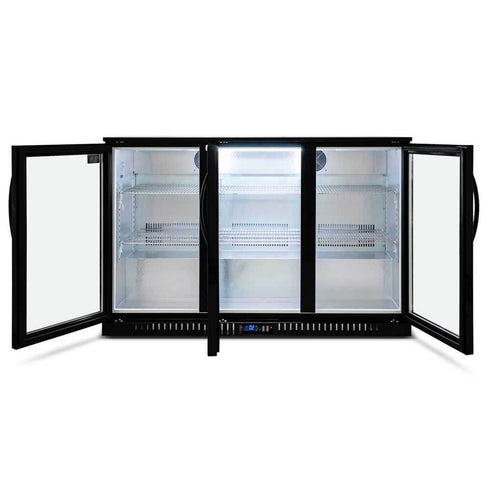 Three Door Bar Fridge - Black Body & Doors - BEER3
