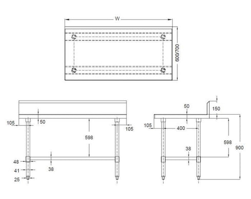 Work Bench With Splash-Back WTS7