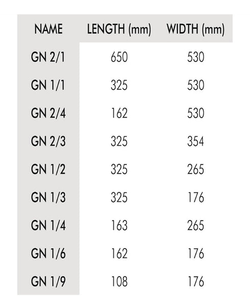 Vogue Stainless Steel 1/9 Gastronorm Trays