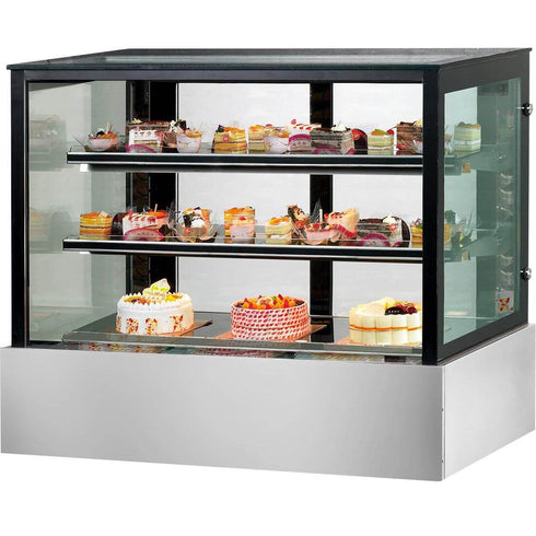 BONVUE Black Trim Square Glass Cake Display 2 Shelves - SSU150-2XB