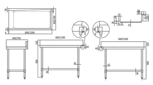 Mixrite Stainless Steel Dishwasher Bench Outlet - WST7060R