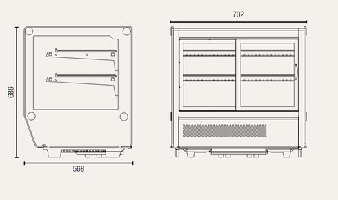 Exquisite Counter Top Cold Cake Display Square Glass 120L - CTC120S