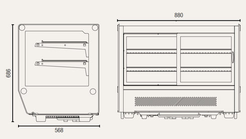 Exquisite Counter Top Cold Cake Display Square Glass 160L - CTC160S