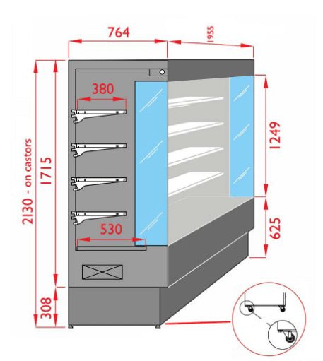 Tecnodom Open Chiller with 4 Shelves - TDVC80-CA-187