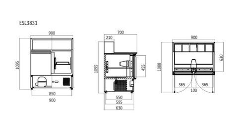 Atosa 2 Door Saladette Prep Refrigerator Marble Top 300L - ESL3831