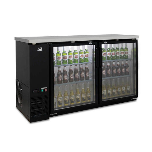 Two Door Commercial Glass Door Bar Fridge with Stainless Steel Counter - B215G