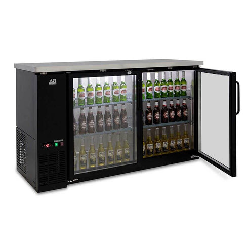 Two Door Commercial Glass Door Bar Fridge with Stainless Steel Counter - B215G