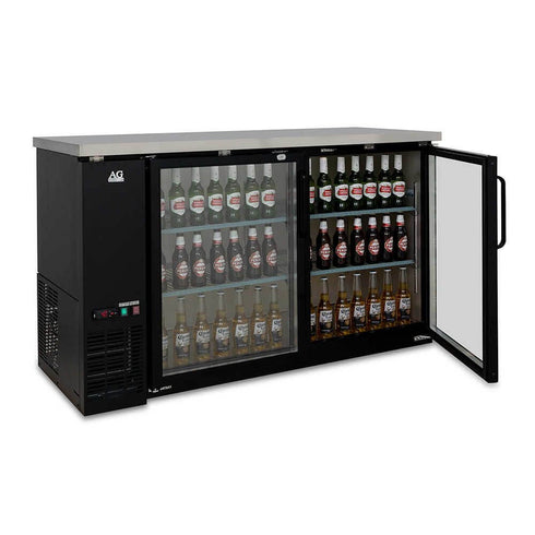 Two Door Commercial Glass Door Bar Fridge with Stainless Steel Counter - B215G