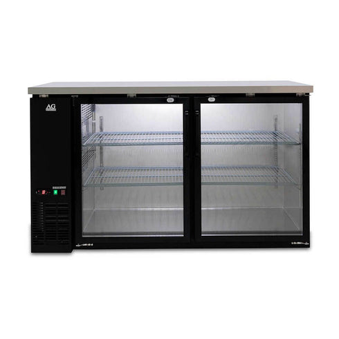 Two Door Commercial Glass Door Bar Fridge with Stainless Steel Counter - B215G