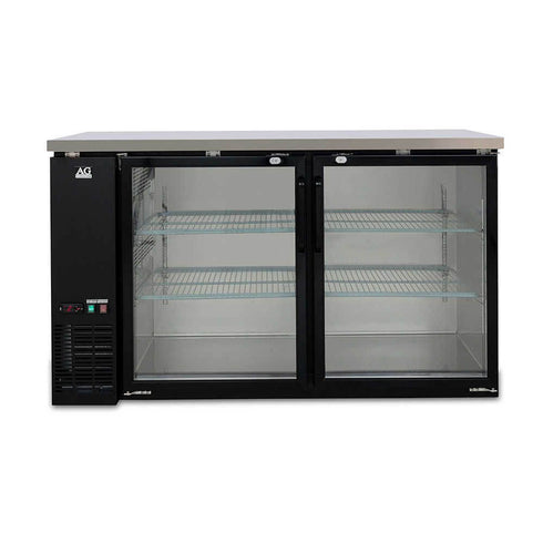 Two Door Commercial Glass Door Bar Fridge with Stainless Steel Counter - B215G