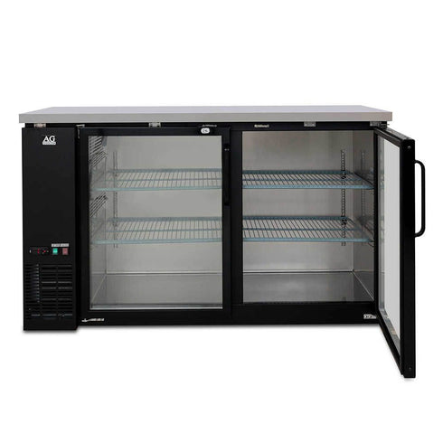 Two Door Commercial Glass Door Bar Fridge with Stainless Steel Counter - B215G